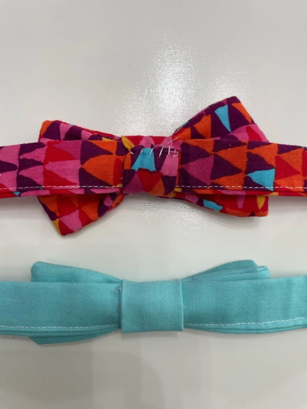 Summer Multicolor Geometric Bow Tie & Light Blue Bow Tie